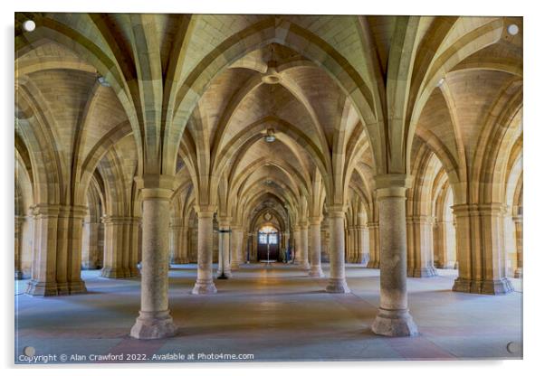 The Cloisters at Glasgow University Acrylic by Alan Crawford