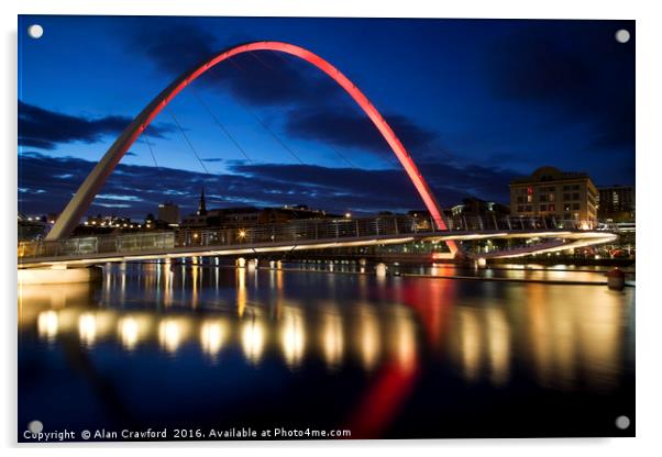 Gateshead Millennium Bridge Acrylic by Alan Crawford