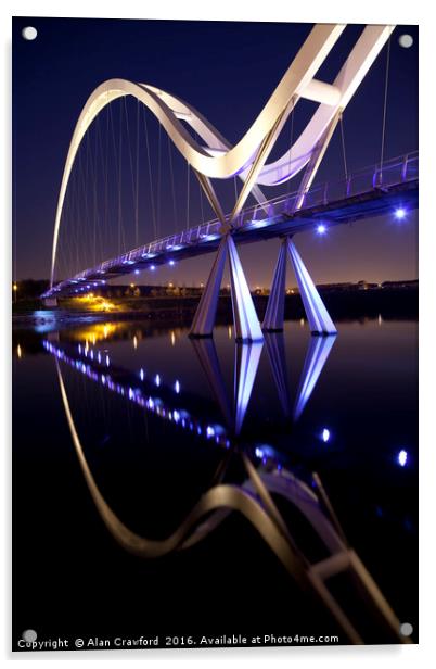 Night View of the Infinity Bridge, Stockton-on-Tee Acrylic by Alan Crawford