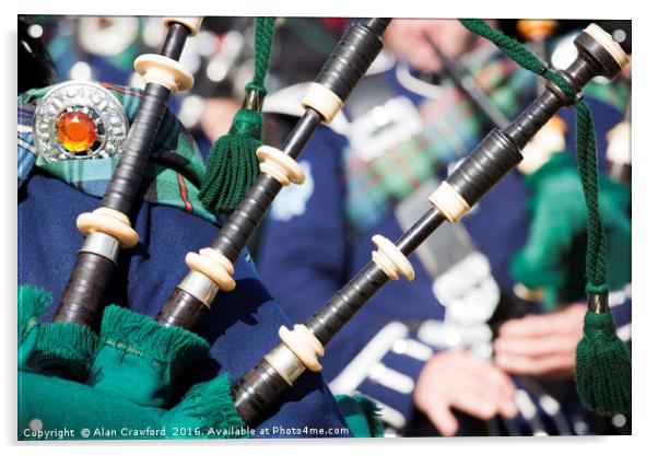 Scottish Pipe Band Acrylic by Alan Crawford