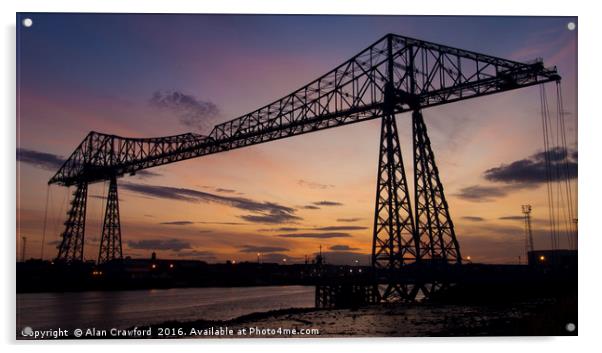 Transporter Bridge, Teesside Acrylic by Alan Crawford