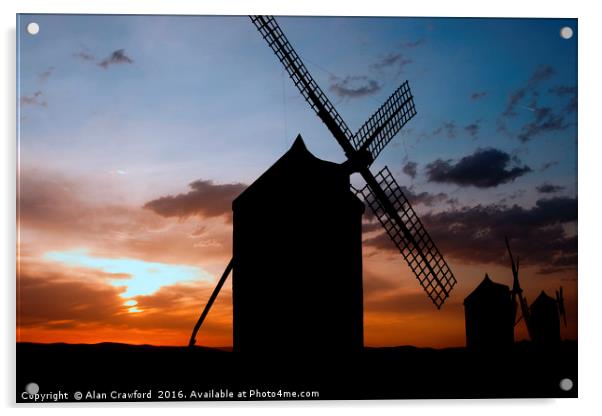 Sunset Windmills Acrylic by Alan Crawford