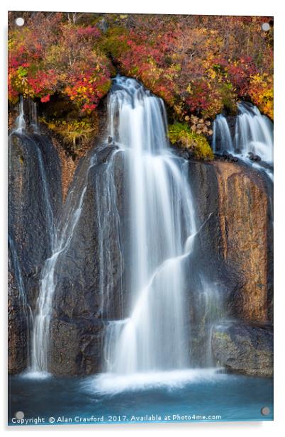 Hraunfossar Waterfall, Iceland Acrylic by Alan Crawford