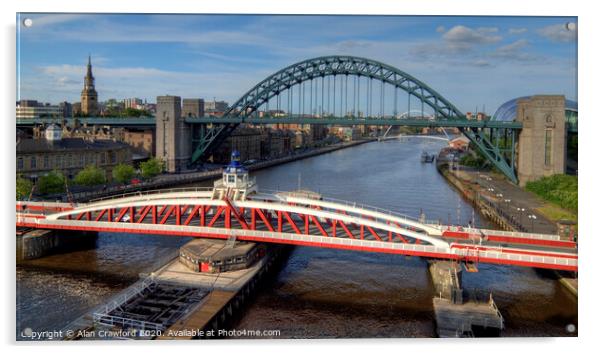 Tyne Bridges Acrylic by Alan Crawford