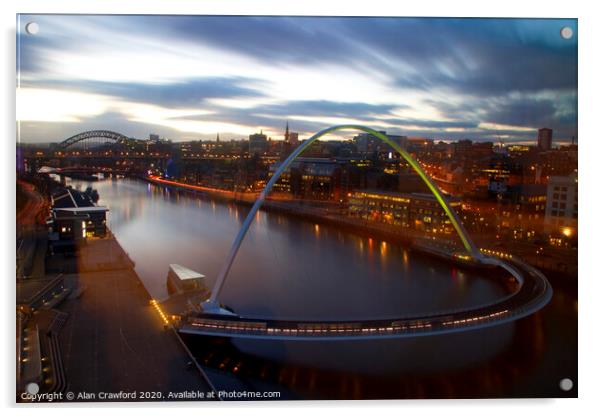 Bridges on the Tyne Acrylic by Alan Crawford