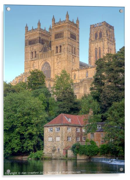Durham Cathedral and the Old Fulling Mill Acrylic by Alan Crawford