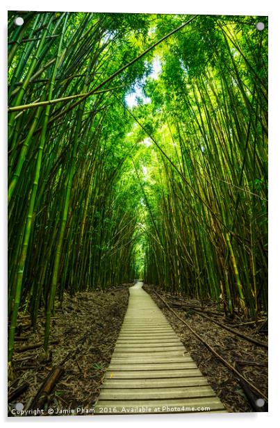 The magical and mysterious bamboo forest of Maui. Acrylic by Jamie Pham