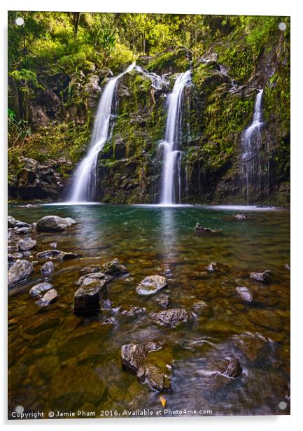 The stunningly beautiful Upper Waikani Falls or Th Acrylic by Jamie Pham