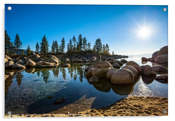 Beautiful Sand Harbor in Lake Tahoe. Acrylic by Jamie Pham