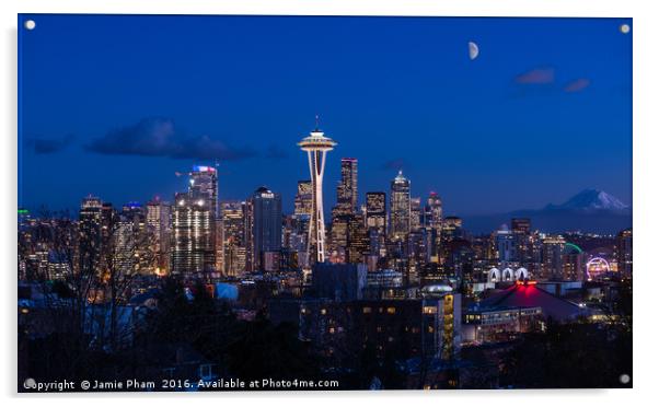Seattle Skyline Acrylic by Jamie Pham