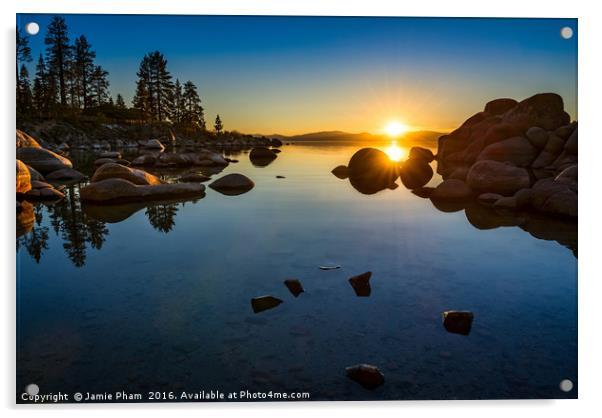 Beautiful Sand Harbor in Lake Tahoe. Acrylic by Jamie Pham