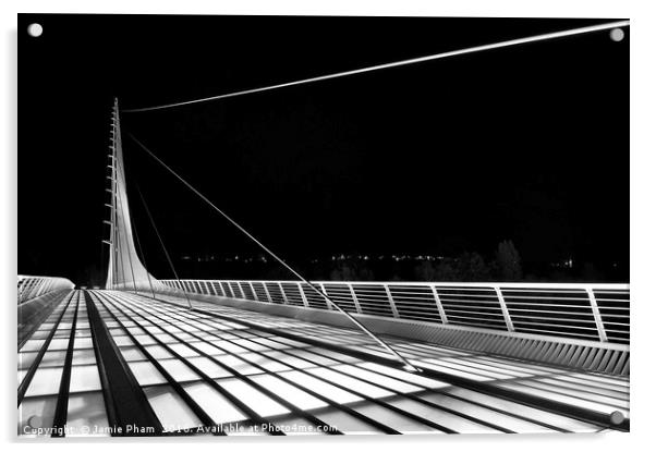 The unique and beautiful Sundial Bridge in Redding Acrylic by Jamie Pham