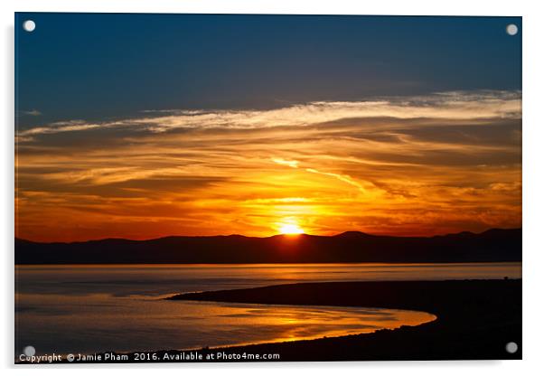 Sunrise over Mono Lake. Acrylic by Jamie Pham