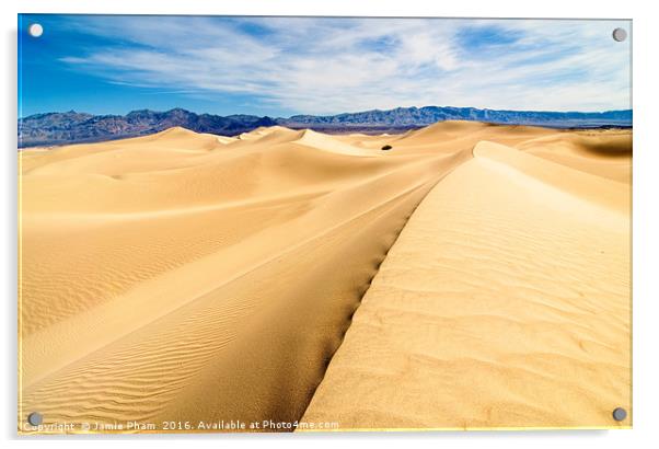 Panoramic view of sand dunes in Death Valley Acrylic by Jamie Pham