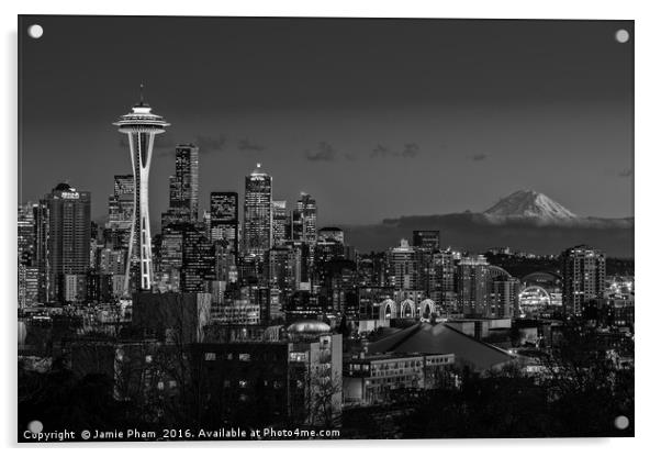 Seattle Skyline Acrylic by Jamie Pham