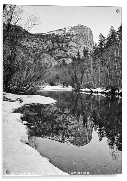 Damatic winter view of Mirror Lake in Yosemite Nat Acrylic by Jamie Pham
