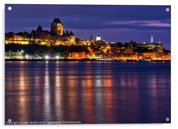 Quebec City skyline at night  Acrylic by Colin Woods