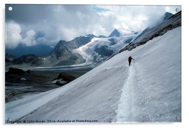 Lone climber in the Swiss Alps Acrylic by Colin Woods