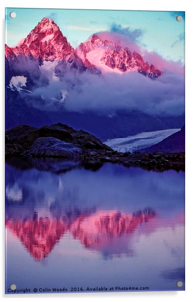Aiguille de Chardonnet reflected in lac Blanc Acrylic by Colin Woods