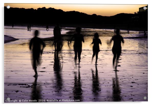 Running on the Beach Acrylic by Colin Woods