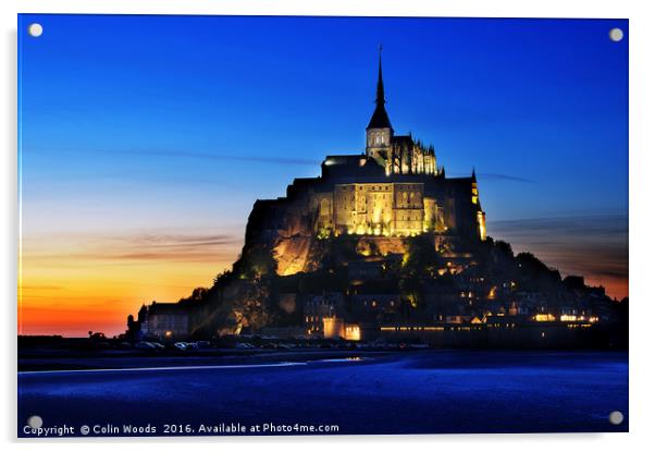 Sunset Glow on Mont St Michel  Acrylic by Colin Woods