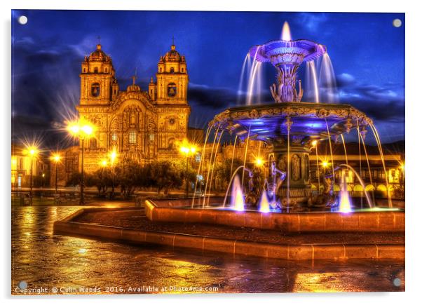 Plaza de Armas in Cusco Acrylic by Colin Woods