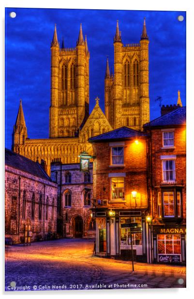 Lincoln Cathedral at Night Acrylic by Colin Woods