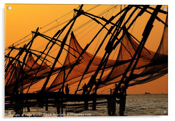 Cochin Fishing Nets Acrylic by Colin Woods