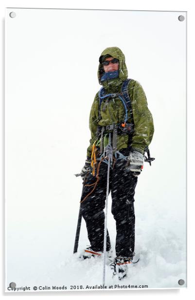 Mountaineer in a blizzard Acrylic by Colin Woods