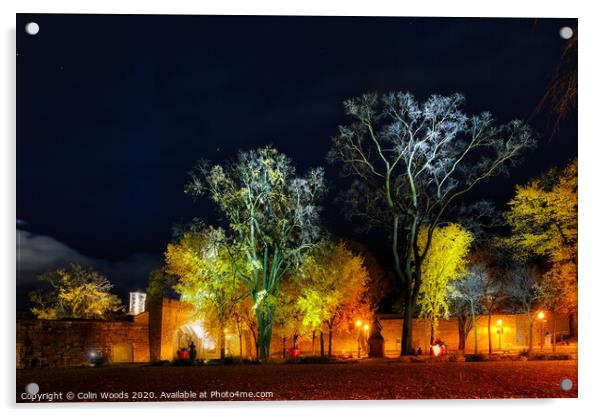 Porte St Louis, Quebec City, at night in autumn  Acrylic by Colin Woods