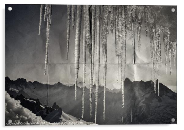 Icicles at dawn in the French Alps Acrylic by Colin Woods