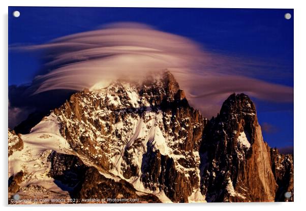 Dramatic clouds on the Aiguille Verte in the French Alps Acrylic by Colin Woods