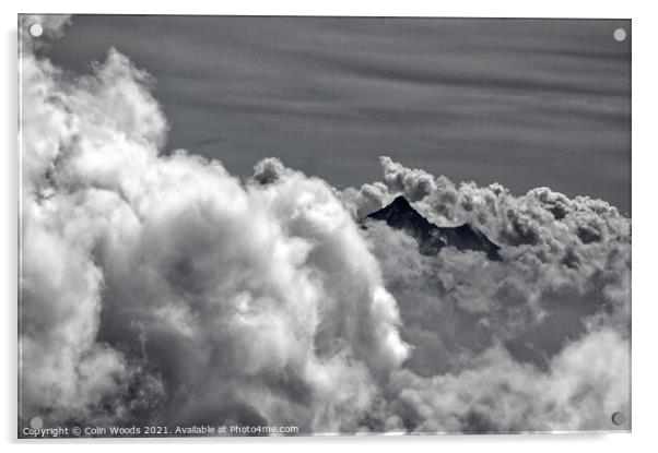 An alpine peak emerges from the clouds Acrylic by Colin Woods