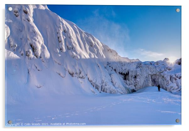 The frozen waterfalls at Chute de la Chaudière in Quebec City Acrylic by Colin Woods