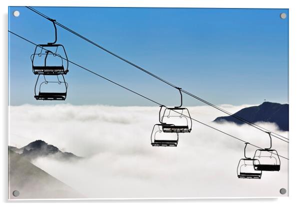 Empty Chairlift above the Clouds Acrylic by Arterra 