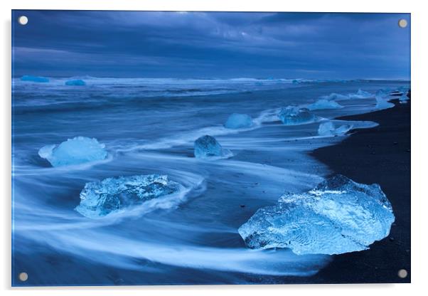 Melting Ice on Iceland Beach  Acrylic by Arterra 