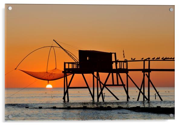 Fishing Hut with Lift Net, Loire-Atlantique Acrylic by Arterra 