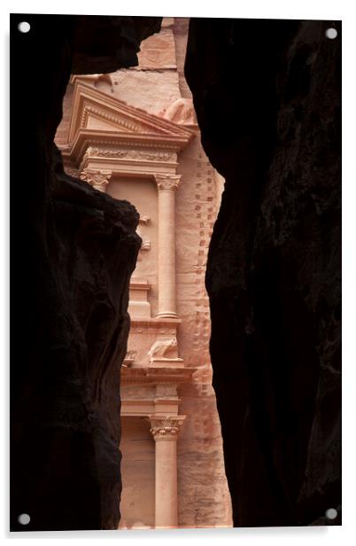 Glimpse of Al Khazneh in the Ancient City Petra, Jordan Acrylic by Arterra 