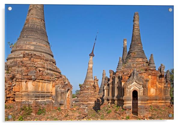 Buddhist Stupas at In Dein, Myanmar Acrylic by Arterra 