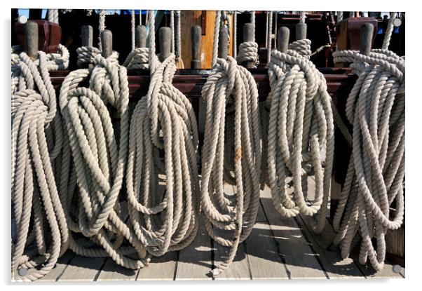 Coiled Ropes on Board of Frigate Grand Turk Acrylic by Arterra 