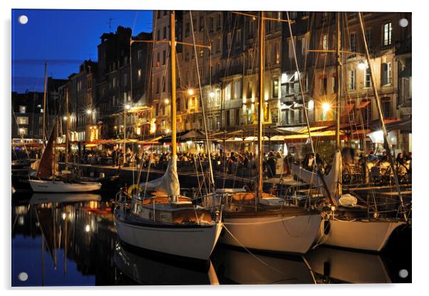 Honfleur Harbour at Night, Normandy Acrylic by Arterra 