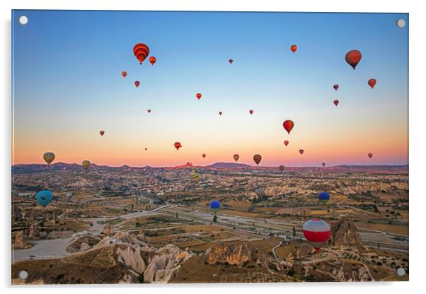 Balloons over Cappadocia, Turkey Acrylic by Arterra 