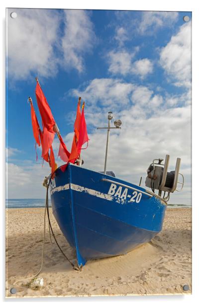 Blue Fishing Boat on the Island Rügen, Germany Acrylic by Arterra 