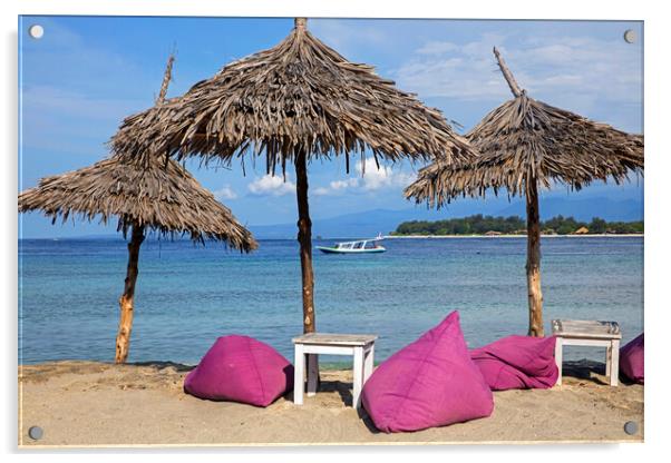 Parasols on Island Gili Trawangan, Indonesia Acrylic by Arterra 