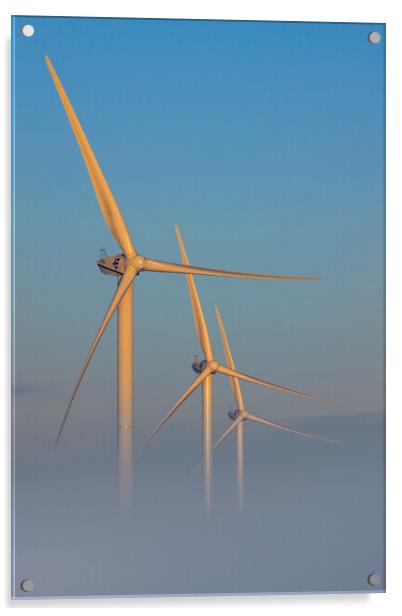 Three Wind Turbines in the Mist Acrylic by Arterra 