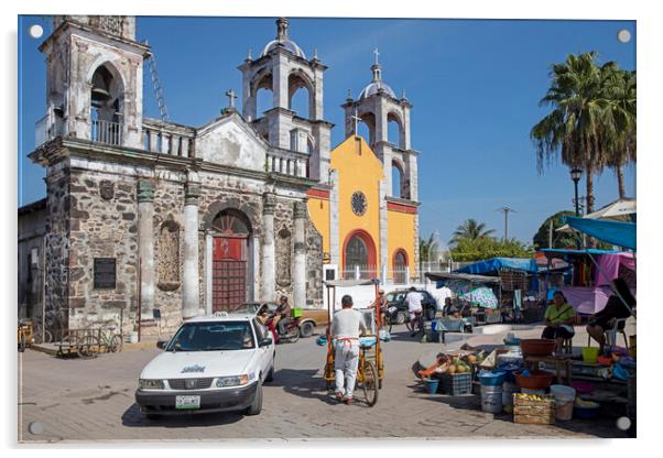 Iglesia Antigua and Market at San Blas, Nayarit, Mexico Acrylic by Arterra 