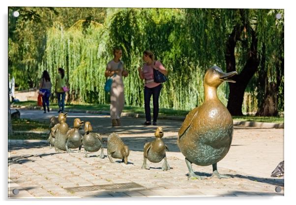 A mother duck and ducklings. Acrylic by Valerii Soloviov