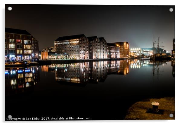 Gloucester Docks By Night Acrylic by Ben Kirby
