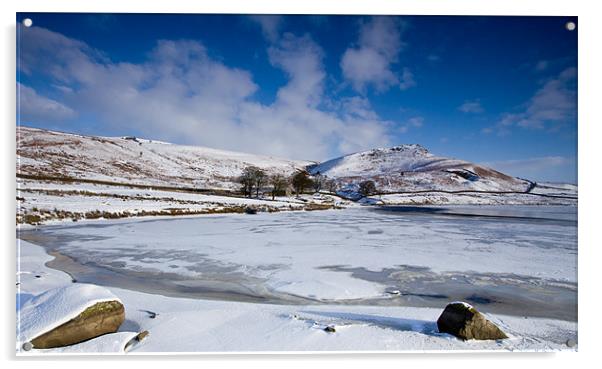 Serene Winter Morning at Embsay Reservoir Acrylic by Jim Round