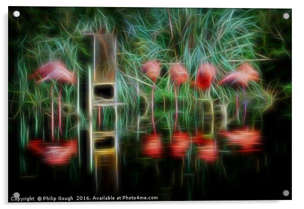 Flamingo Party Acrylic by Philip Gough